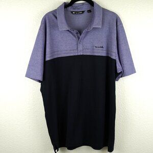 Travis Mathew Purple Black Colorblock Polo Shirt Men’s XL Golf Casual Pima Cotto